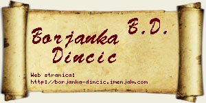 Borjanka Dinčić vizit kartica